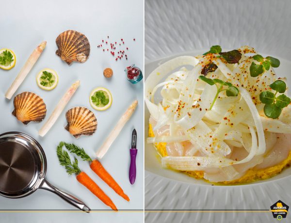Tagliatelles Asperge des Sables des Landes et noix de St-Jacques