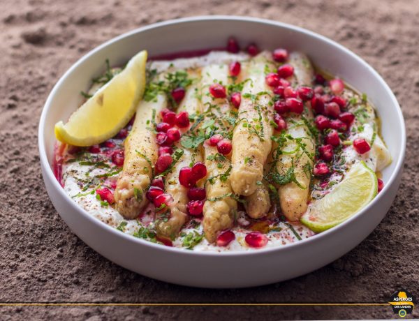 Recette de salade asperges des sables des Landes grenades et burrata